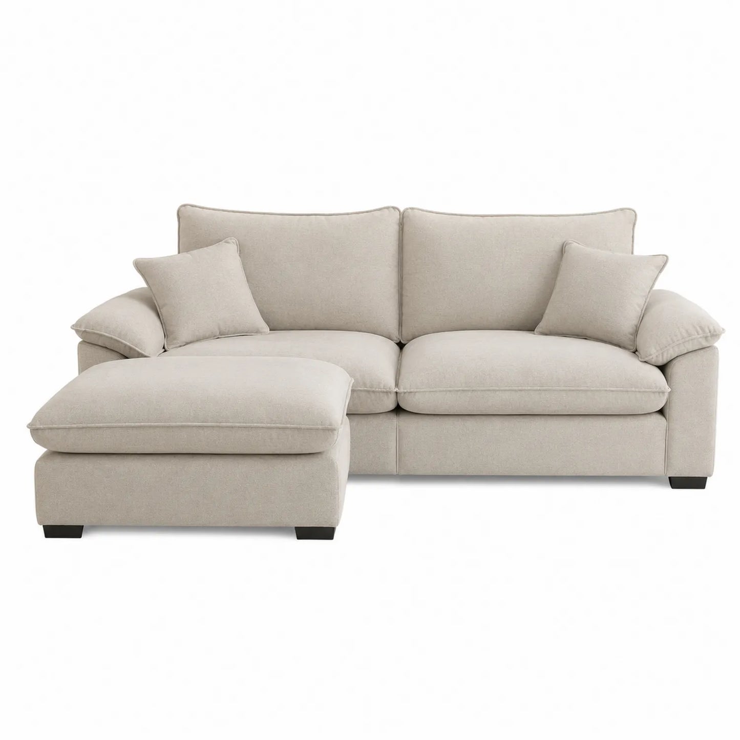 Ecksofa aus Polyestergewebe mit Ottomane Beige