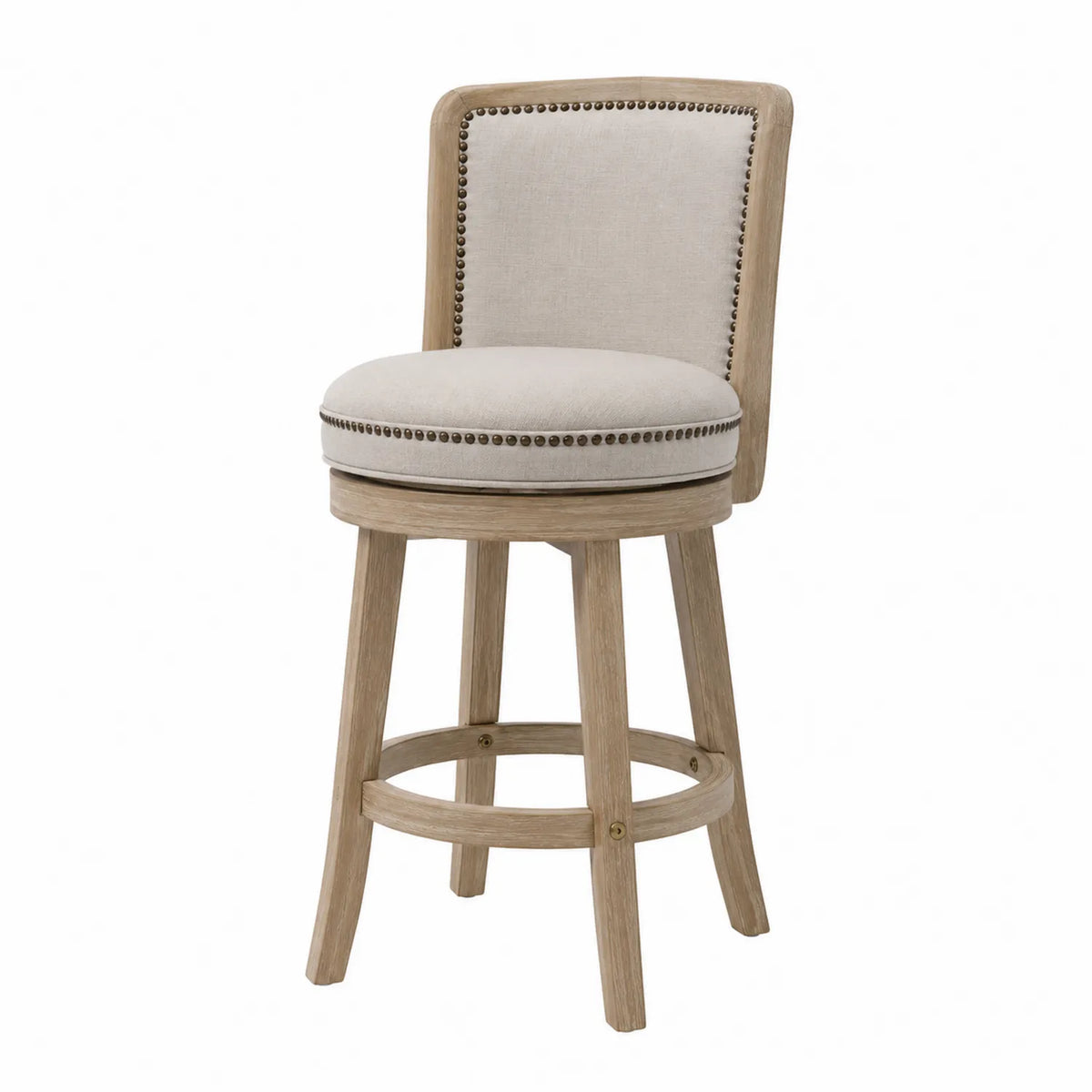 Barhocker mit Leinenbezug Eiche Beige