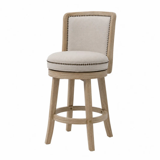 Barhocker mit Leinenbezug Eiche Beige