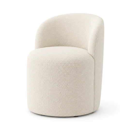 Bouclé Stuhl Creme Rund L55cm H75cm
