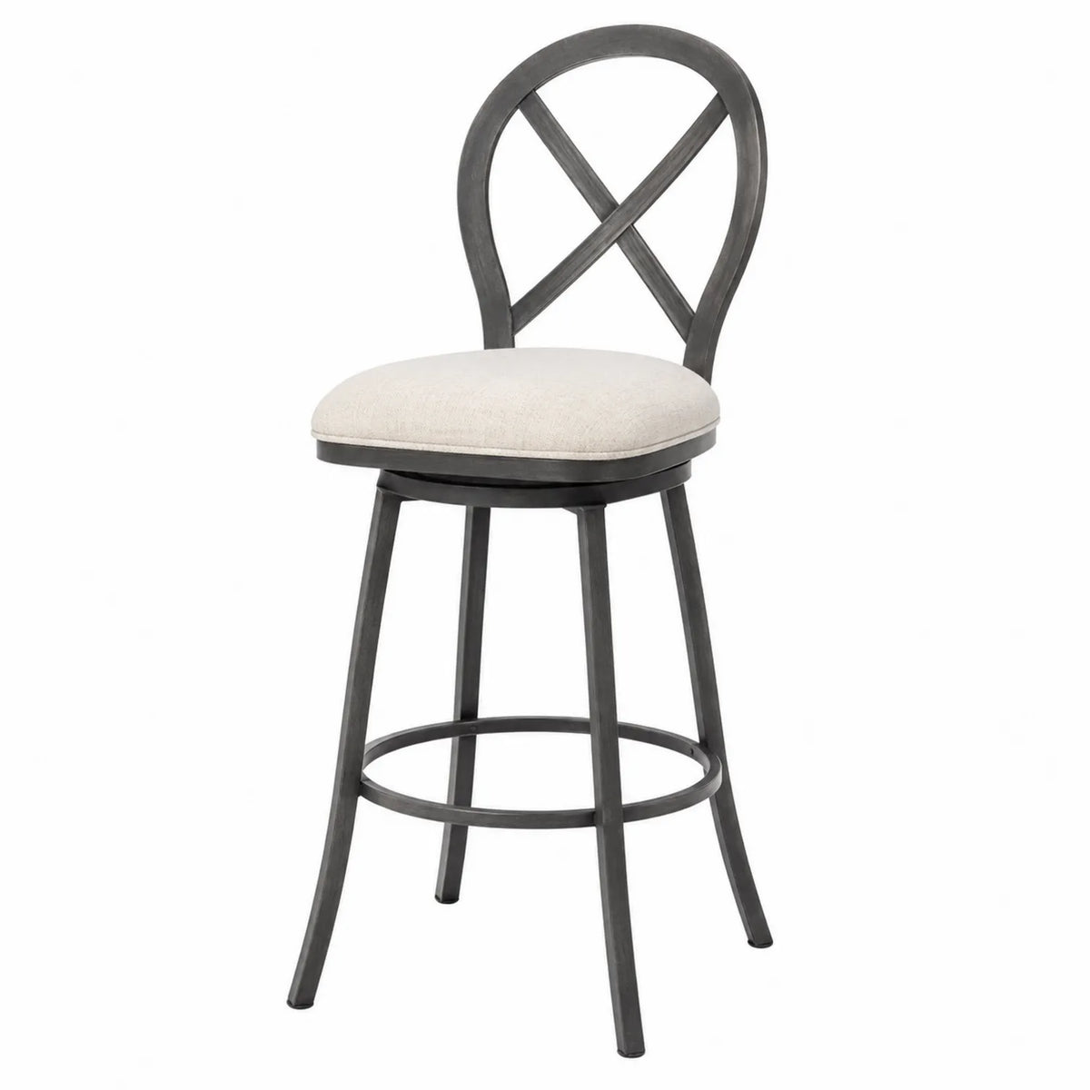 Barhocker Metallrahmen Stoffbezug Beige 105cm Drehbar