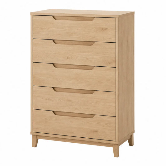 Kommode aus Holzwerkstoff mit Eichenfinish 5 Schubladen 120x80x40cm