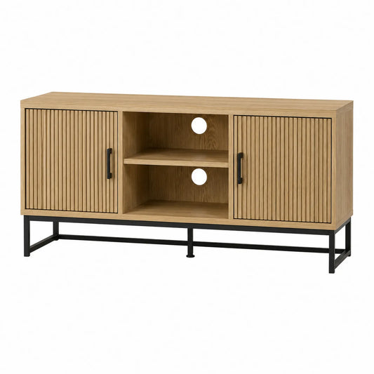 TV-Schrank aus Eichenfurnier mit Metallfüßen, 150x40x60cm